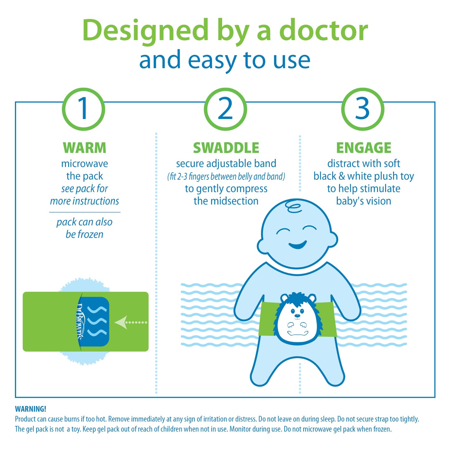 Dr. Brown's Infant Gripebelt Heated Belly Band, Soothe Baby's Tummy with Gentle Warmth and Compression, Hedgehog, 0m+ Dr. Brown's