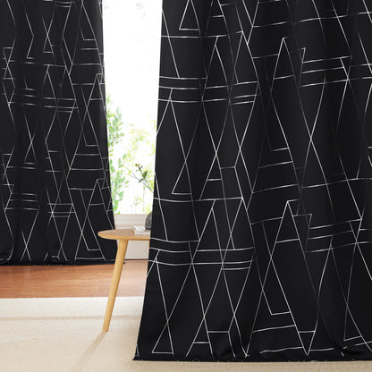 NICETOWN Halloween Blackout Curtains for Living Room - Foil Printed Shiny Stripes Pattern Thermal Insulated Blackout Drapes for Bedroom Kitchen Loft Cafe Window (2 Panels, 52" Wide by 63" Long)