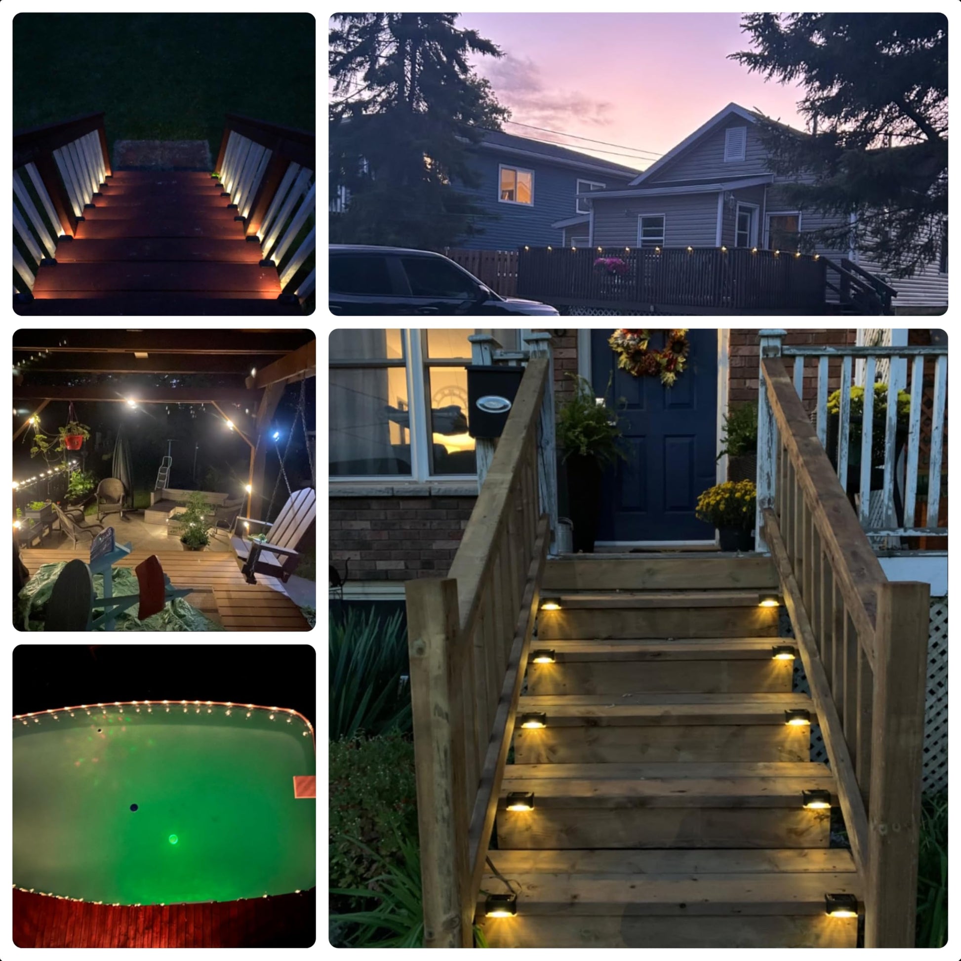 Solar Deck Lights Outdoor 16 Pack, JACKYLED Solar Step Lights Outdoor Waterproof LED Solar Powered Stair Lights for Patio Deck Porch Step Fence Railing Wall Garden Pool Yard - Available at All In One Marketplace Canada