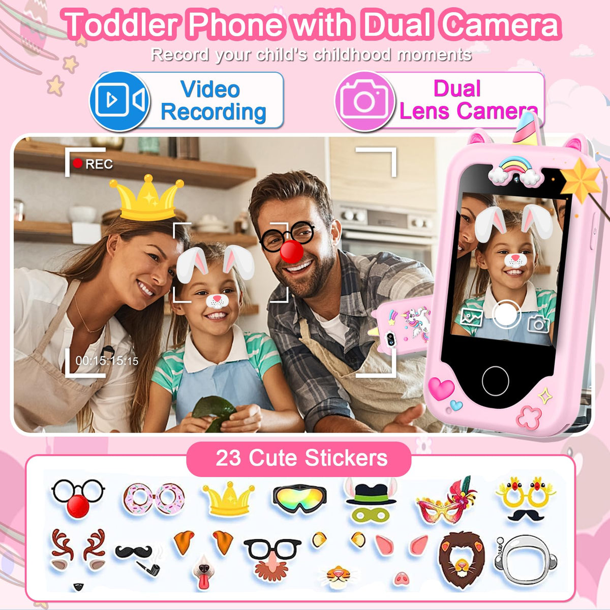 Kids Smart Phone for Girls Toys, Gifts for 3-10 Year Old Girls Boys Pink 🍁 All In One Marketplace Canada