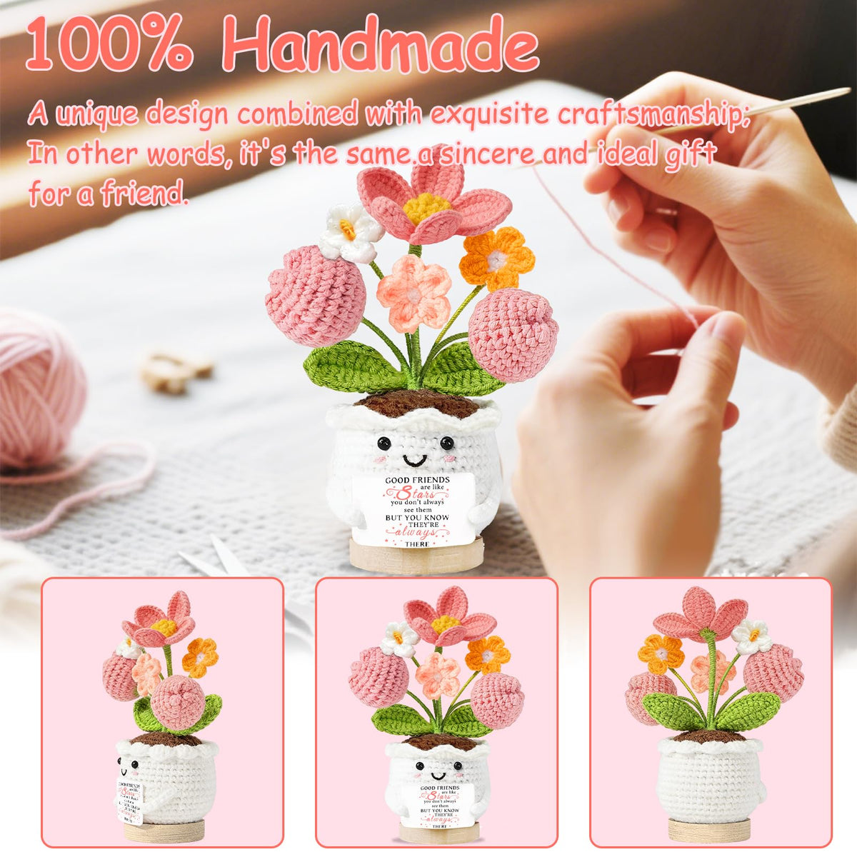 Best Friend Friendship Gifts for Women Crochet Flowers Small Birthday Gifts for Women Her Christmas Galentines Graduation Gifts for Friends Colleague Bestie Cute Stuff Desk Room Decor 🍁 All In One Marketplace Canada