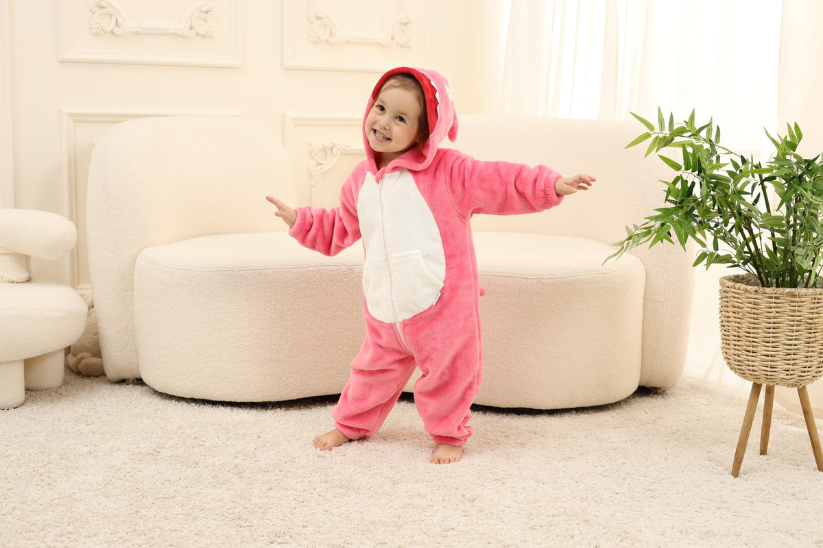 LOLANTA Toddler Boys Girls Shark Costume Hooded Flannel Romper, Pink, 2-3T 🍁 All In One Marketplace Canada