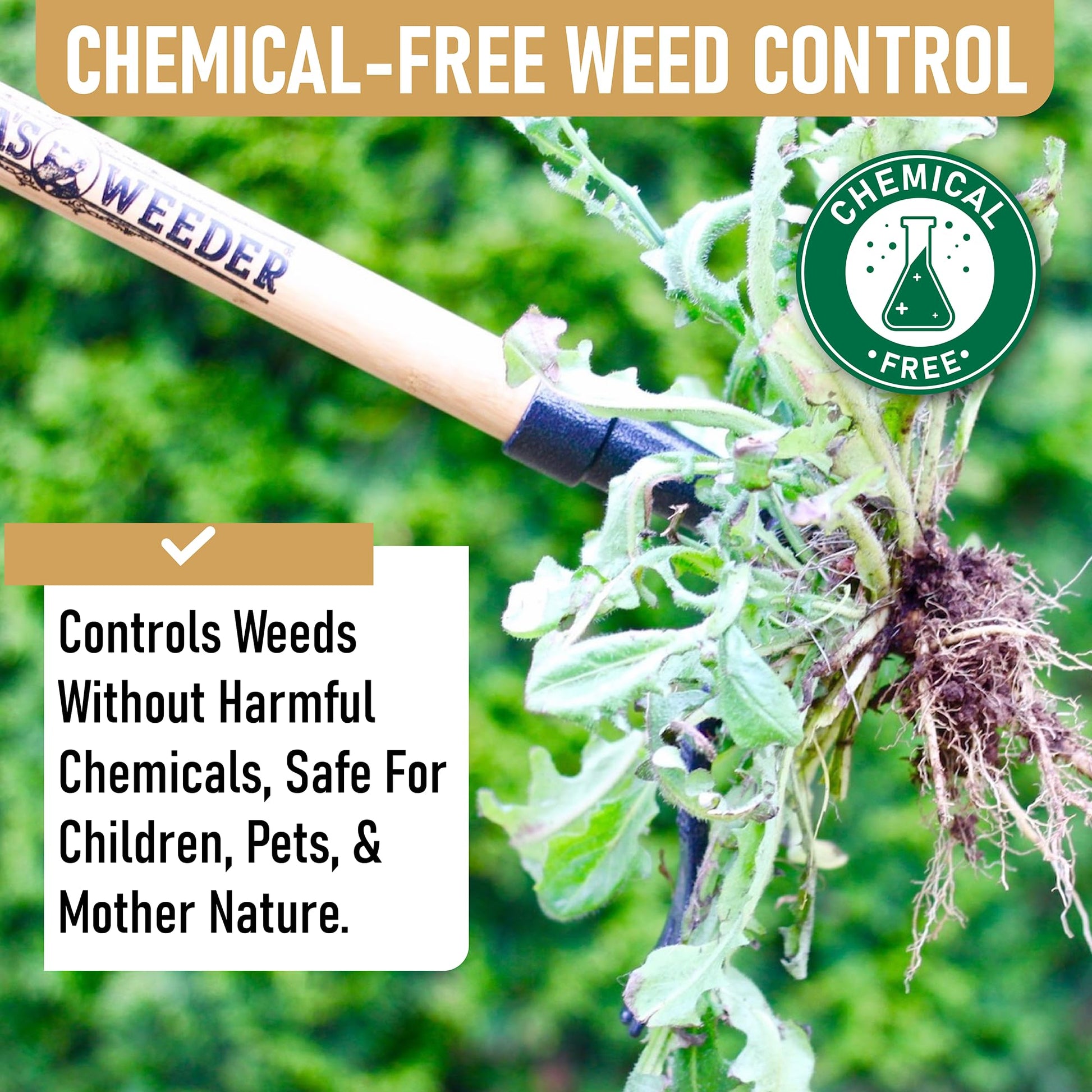 Grampa's Weeder - The Original Stand Up Weed Puller - Made with Real Bamboo & Steel Head Design - Easily Remove Weeds While Saving Your Knees & Back - Available at All In One Marketplace Canada