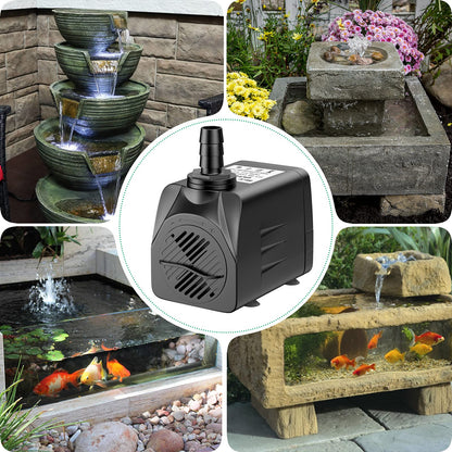 Pawfly 400 GPH Submersible Water Pump 25W 7ft. High Lift Quiet Pump with 6ft Power Cord for Fountain Aquarium Fish Tank
