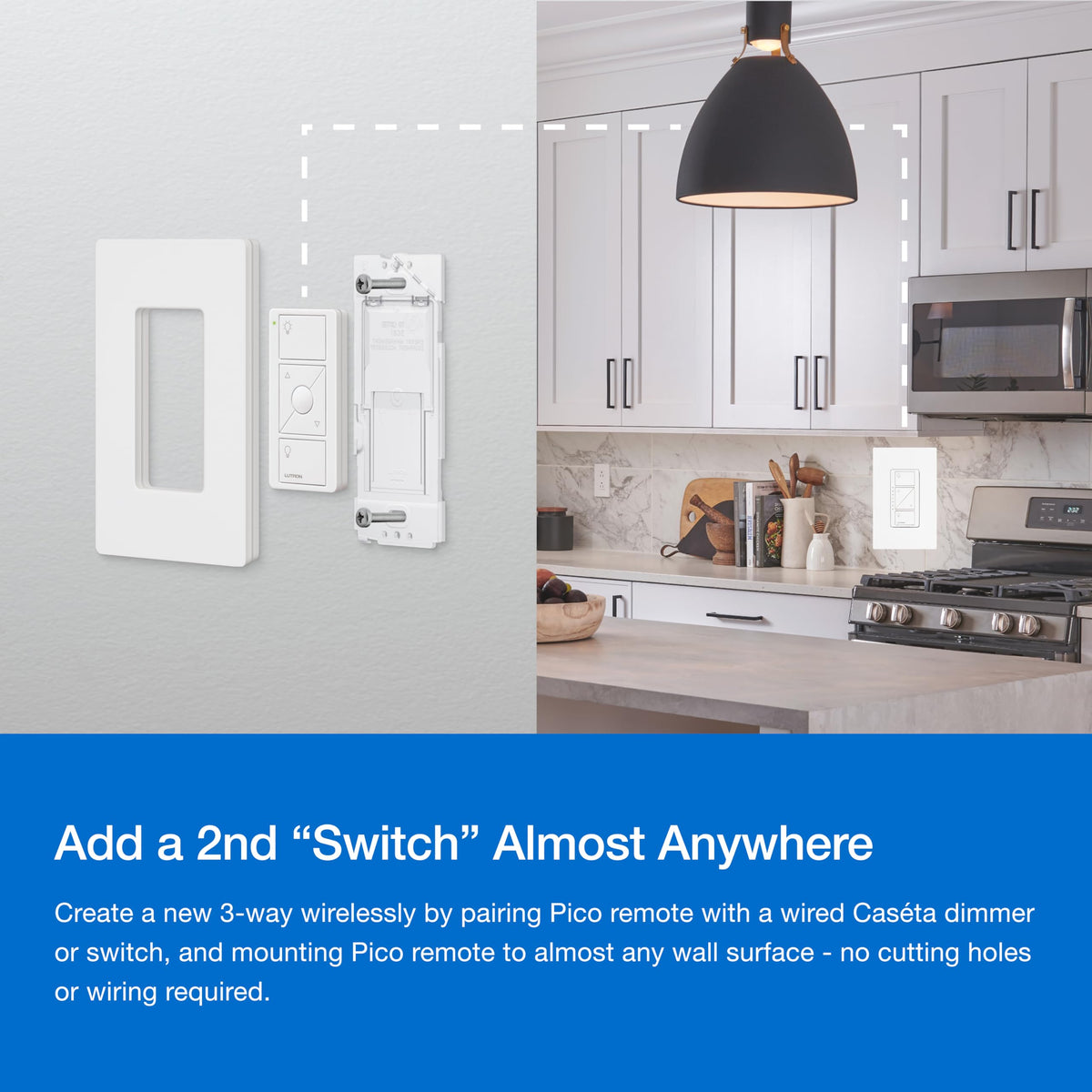 Lutron Caséta Smart Home Dimmer Switch and Pico Remote Kit, Works with Alexa, Apple HomeKit, Ring, Google Assistant (Smart Hub Required) | P-PKG1WB-WH | White