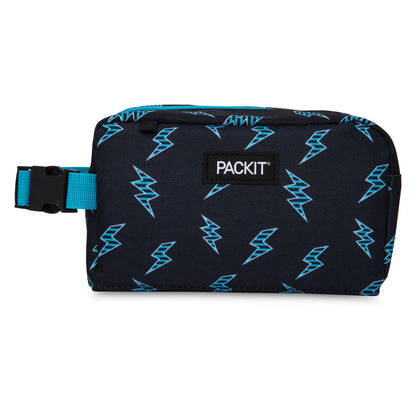 PackIt Freezable Snack Box, Striped Bolts, Built with ECOFREEZE Technology, Collapsible, Reusable, Zip Closure with Buckle Handle, Great for All Ages and Fresh Snacks on The go