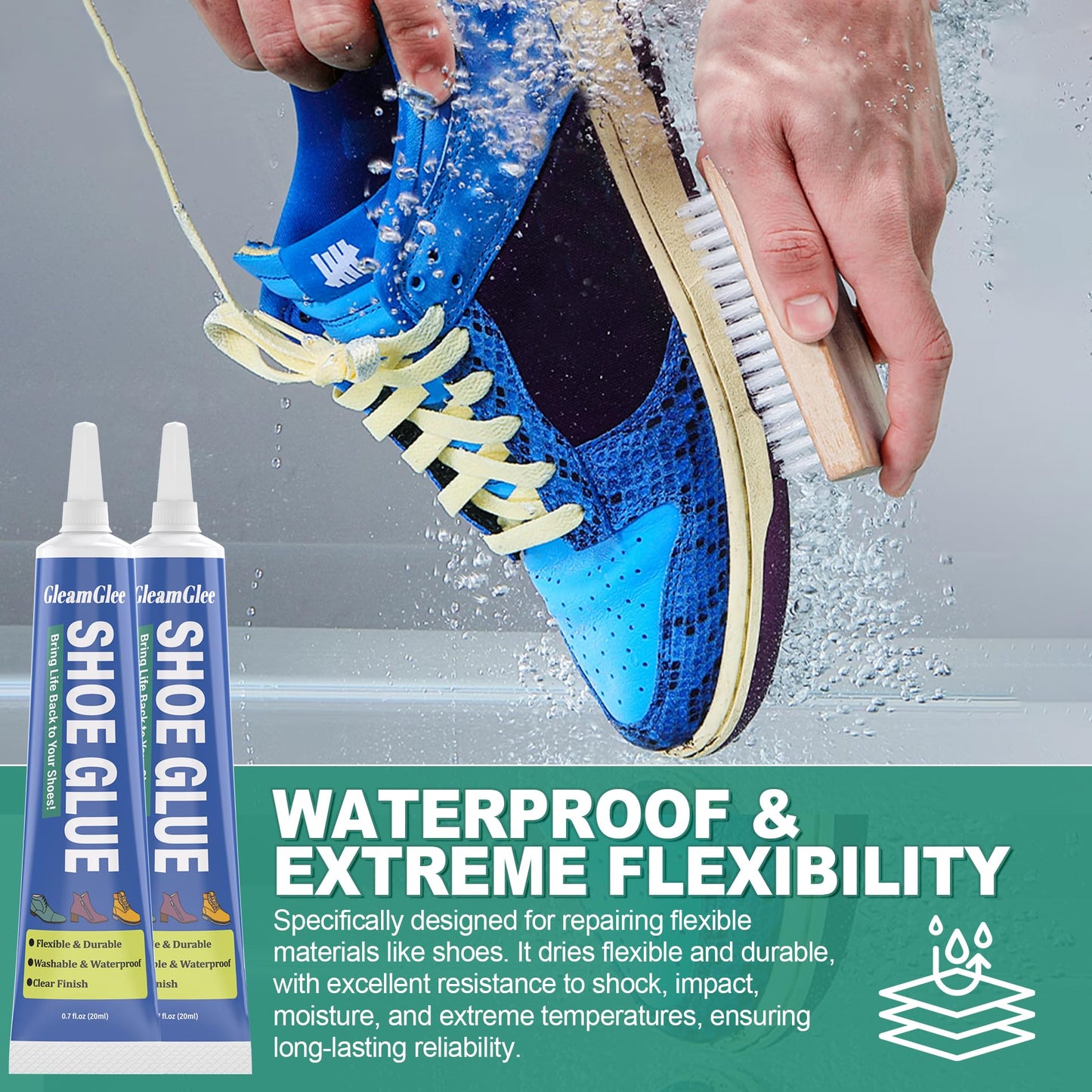 Shoe Glue, Extra Strong Shoe Repair Adhesive - Permanent, Clear, Waterproof Glue for Sneakers, Boots, Heels, Canvas, Soles, Handbags, Leather, Rubber, Vinyl - 20ml x 2 PCS - Available at All In One Marketplace Canada