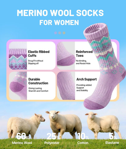 SIMIYA Merino Wool Socks for Women 5 Pairs Extra Thick Winter Thermal Warm 🍁 All In One Marketplace Canada