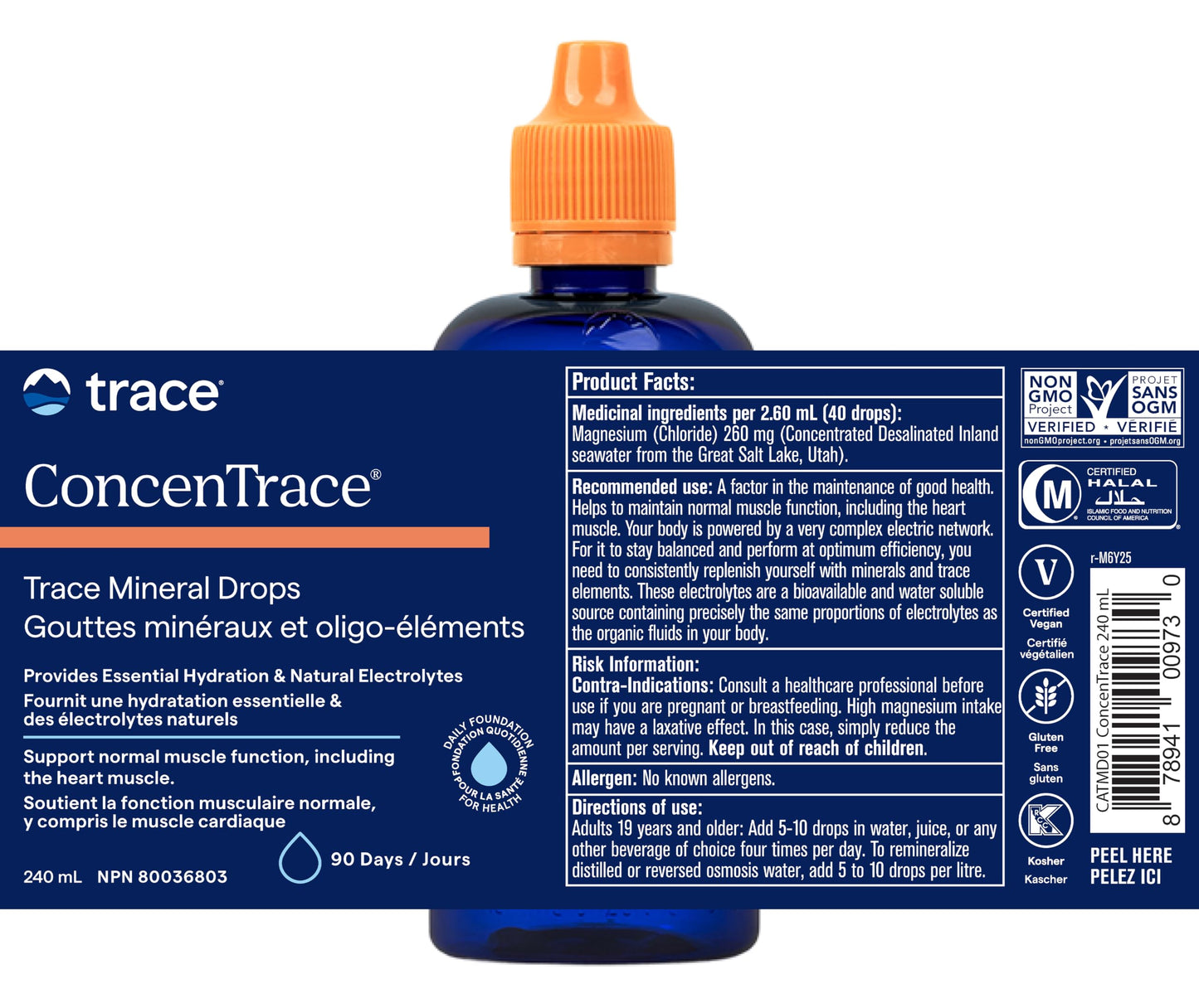 Trace Minerals ConcenTrace Drops - 240 ml, 96 Day Supply, Unflavored - Full Spectrum Minerals - Ionic Liquid Magnesium, Chloride & Potassium Electrolytes - Low Sodium Hydration Trace Minerals