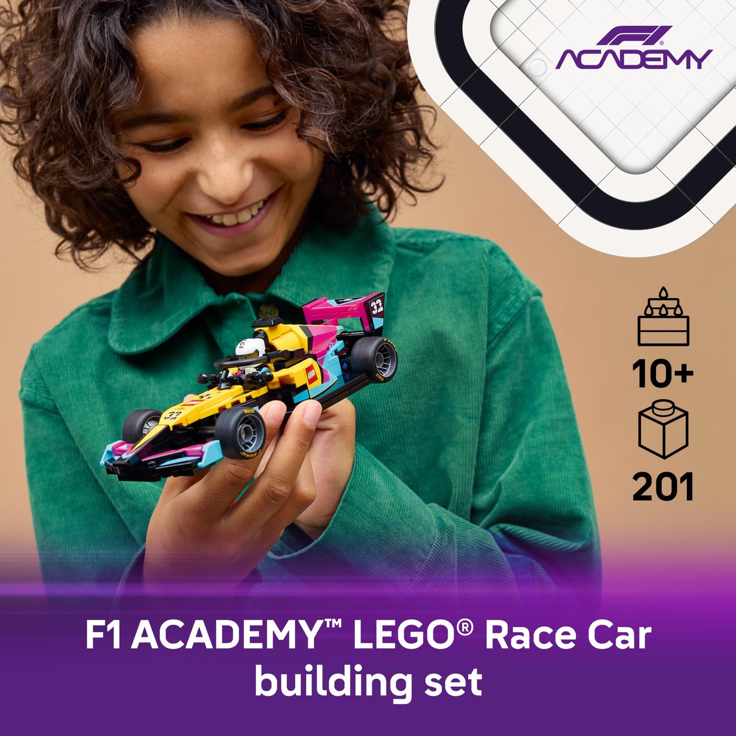 LEGO Speed Champions F1 ACADEMY LEGO Race Car Building Toy - Pretend Play Racing Vehicle with F1 ACADEMY Minifigure - Play & Display Toy Car for Boys & Girls Ages 10+ - Gift Idea for Birthdays - 77258