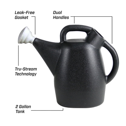 Chapin 47998 Watering Can, 2 Gallon (9 Liters), Indoor and Outdoor Plants, Lawn, Garden, Removable Nozzle, Drip-Free Sprinkler Head, Recycled Plastic, Black - Available at All In One Marketplace Canada