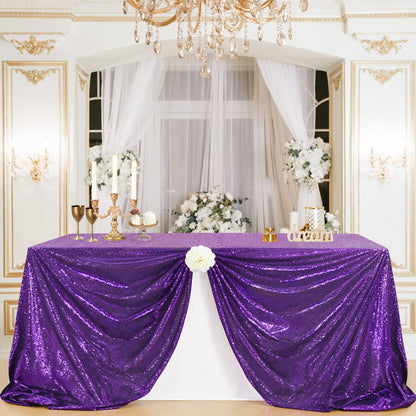 Nappe à sequins violets, nappe sirène scintillante, chemin de table à paillettes pour Halloween, décorations pour fête prénuptiale, nappes rectangulaires de Noël 127 x 203 cm