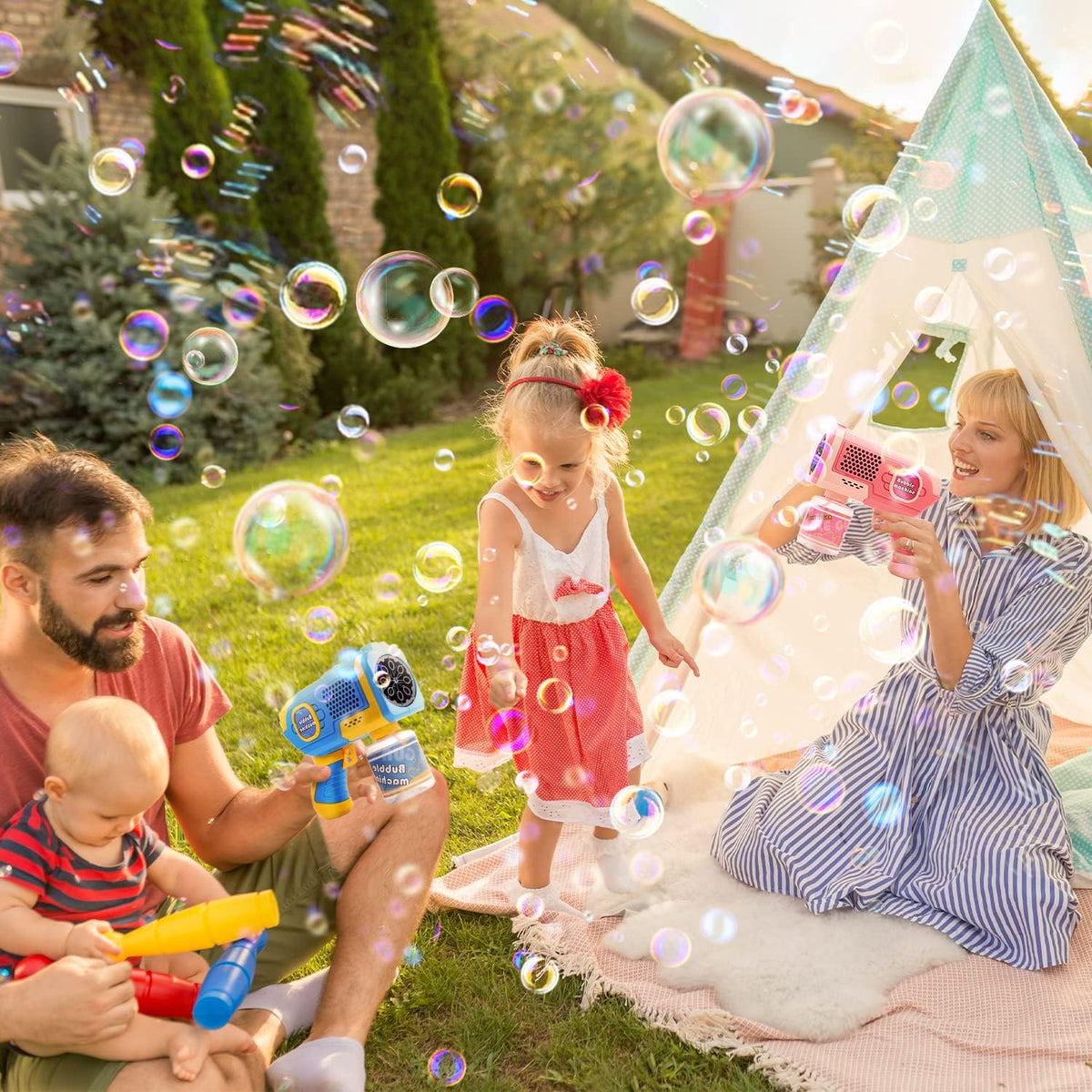 EagleStone 2 Pack Bubble Guns with 4 Bottles Solution, Automatic Light Up 🍁 All In One Marketplace Canada