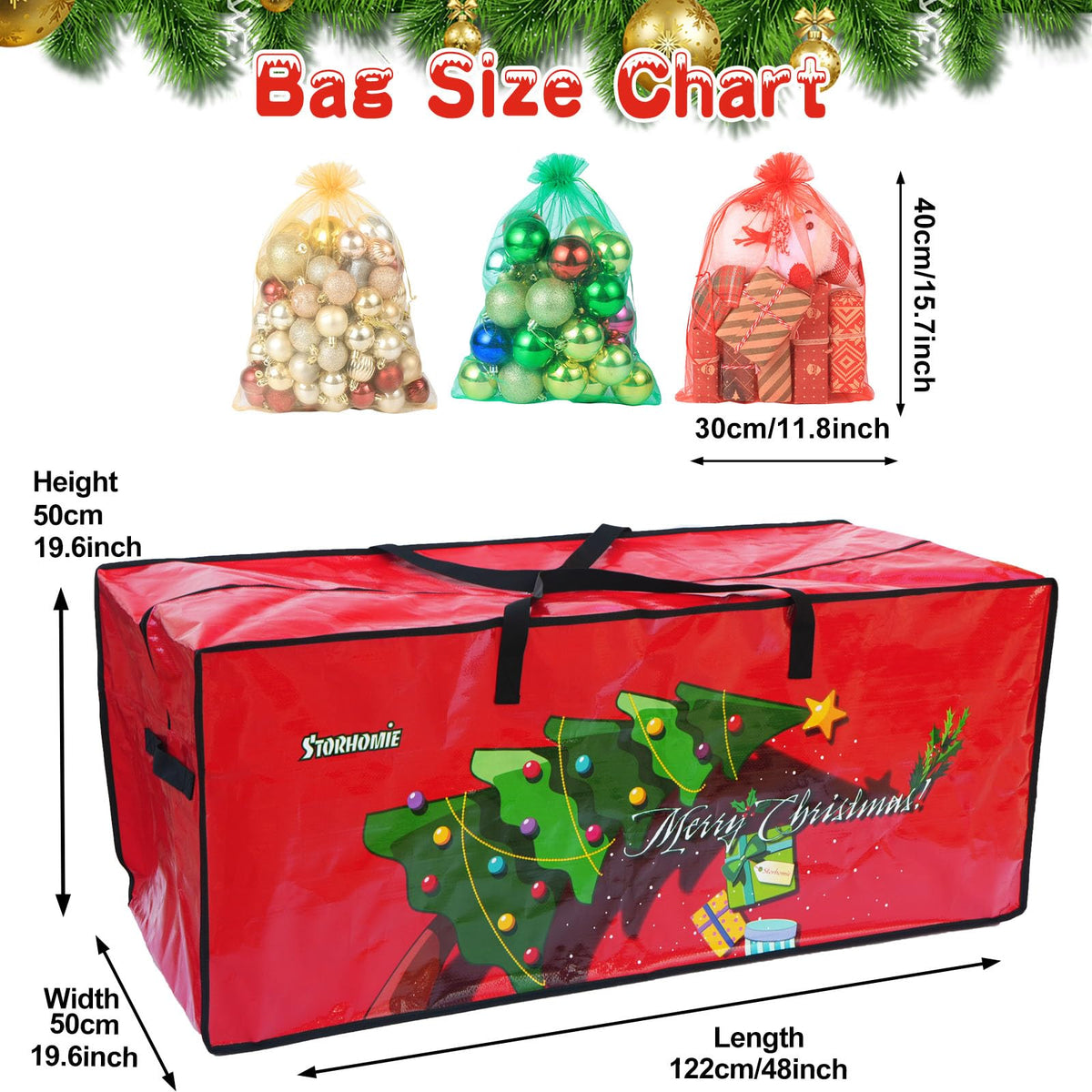 Storhomie Christmas Tree Storage Bag 7.5FT, Heavy-Duty Christmas Tree Bag,Extra-Thick Durable Waterproof Material,Christmas Tree Storage for Disassembling Artificial Tree with 3 Organizer Pouches 🍁 All In One Marketplace Canada