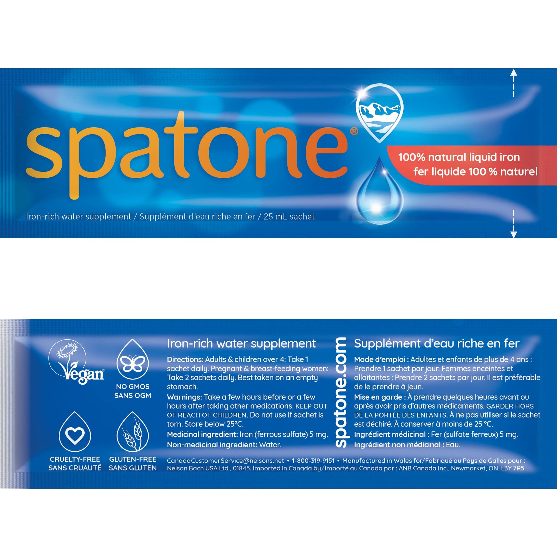Spatone 100% Natural Liquid Iron Supplement, Original Flavour, Vegan, Reduces Tiredness & Fatigue, 28 Sachets x 25 mL, 700.0 ml (Pack of 1) - Available at All In One Marketplace Canada