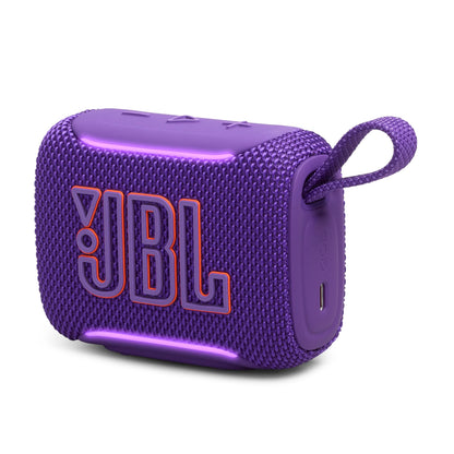 JBL Go 5 - Ultra-Portable Waterproof & Drop-Proof Speaker with JBL Legendary Sound & Ambient Edge Lighting, AirTouch Instant Stereo Pairing or Link Multiple Compatible Speakers via Auracast™ (Purple)