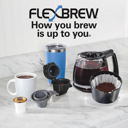 Hamilton Beach FlexBrew Trio 3-Way Coffee Maker, Single Serve & 12 Cup Drip Coffee Maker, Pod & Ground Coffee Compatible, Fast Brewing, Programmable, 56 oz Reservoir, Black (49902C) - Available at All In One Marketplace Canada