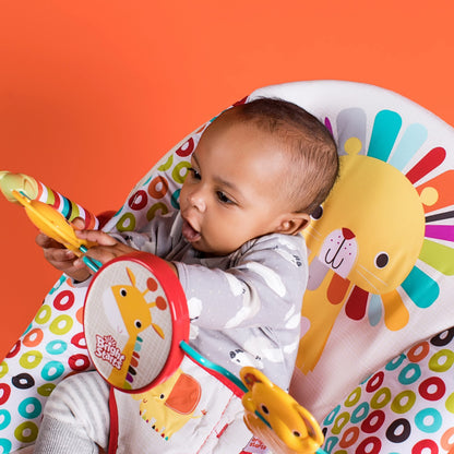Bright Starts Portable Baby Bouncer Soothing Vibrations Infant Seat with Removable Toy Bar, 0-6 Months 6-20 lbs (Playful Pinwheels) Bright Starts
