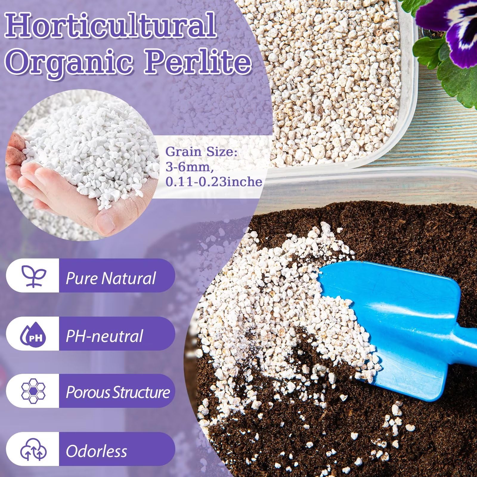 Riare 10 litres Organic Perlite for Plants - Horticultural Perlite Soil Amendment for Plants Potting Mix, Improve Root Growth, Drainage and Ventilation - Available at All In One Marketplace Canada
