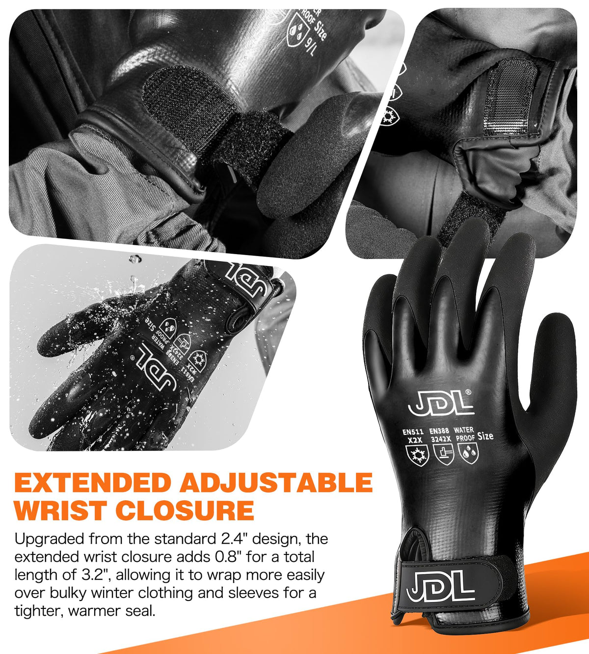 JDL 100% Waterproof Winter Work Gloves for Men & Women, Thermal Insulated Freezer Gloves for Cold Weather, Super Grip Palm, Carbon Black, Large 🍁 All In One Marketplace Canada