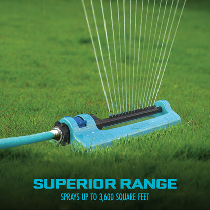 Aqua Joe SJI-OMS16 Indestructible Metal Base Oscillating Sprinkler with Adjustable Spray