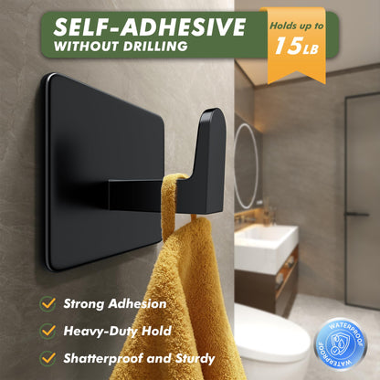 Auxmir Self Adhesive Hooks for Coat Towel, 7KG Heavy Duty Towel Hooks Stick on Wall and Door, 5 Pack Stainless Steel Waterproof Rustproof Wall Hanger for Bathroom Kitchen Office Shower