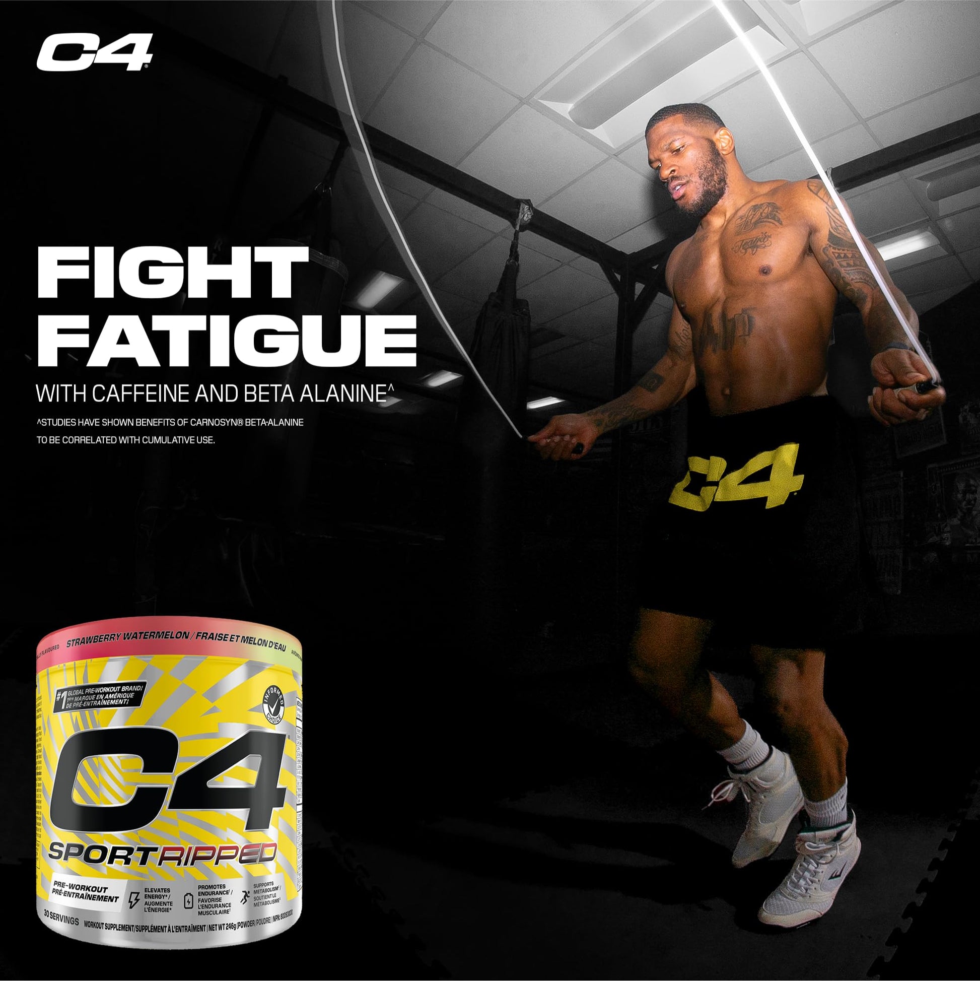 Cellucor C4 Ripped Thermogenic Pre Workout Powder - Informed-Choice Certified Preworkout Energy & Fat Metabolism - Strawberry Watermelon, 30 Servings - Available at All In One Marketplace Canada