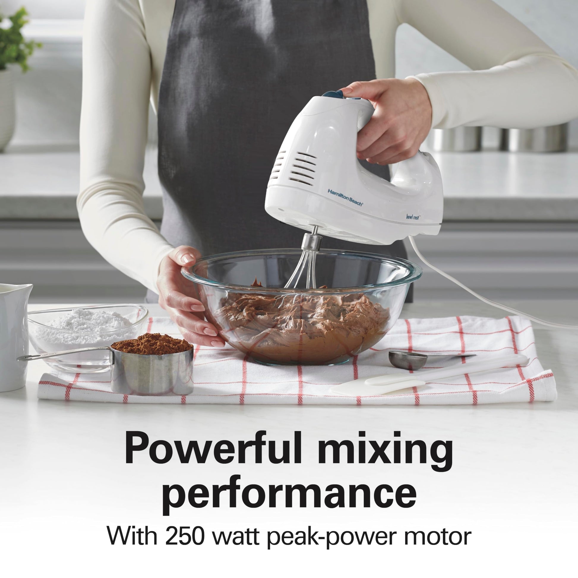 Hamilton Beach 6-Speed Electric Hand Mixer for Baking, 250W, QuickBurst, Snap-On Storage Case, Traditional Beaters & Whisk, White (62682G) - Available at All In One Marketplace Canada