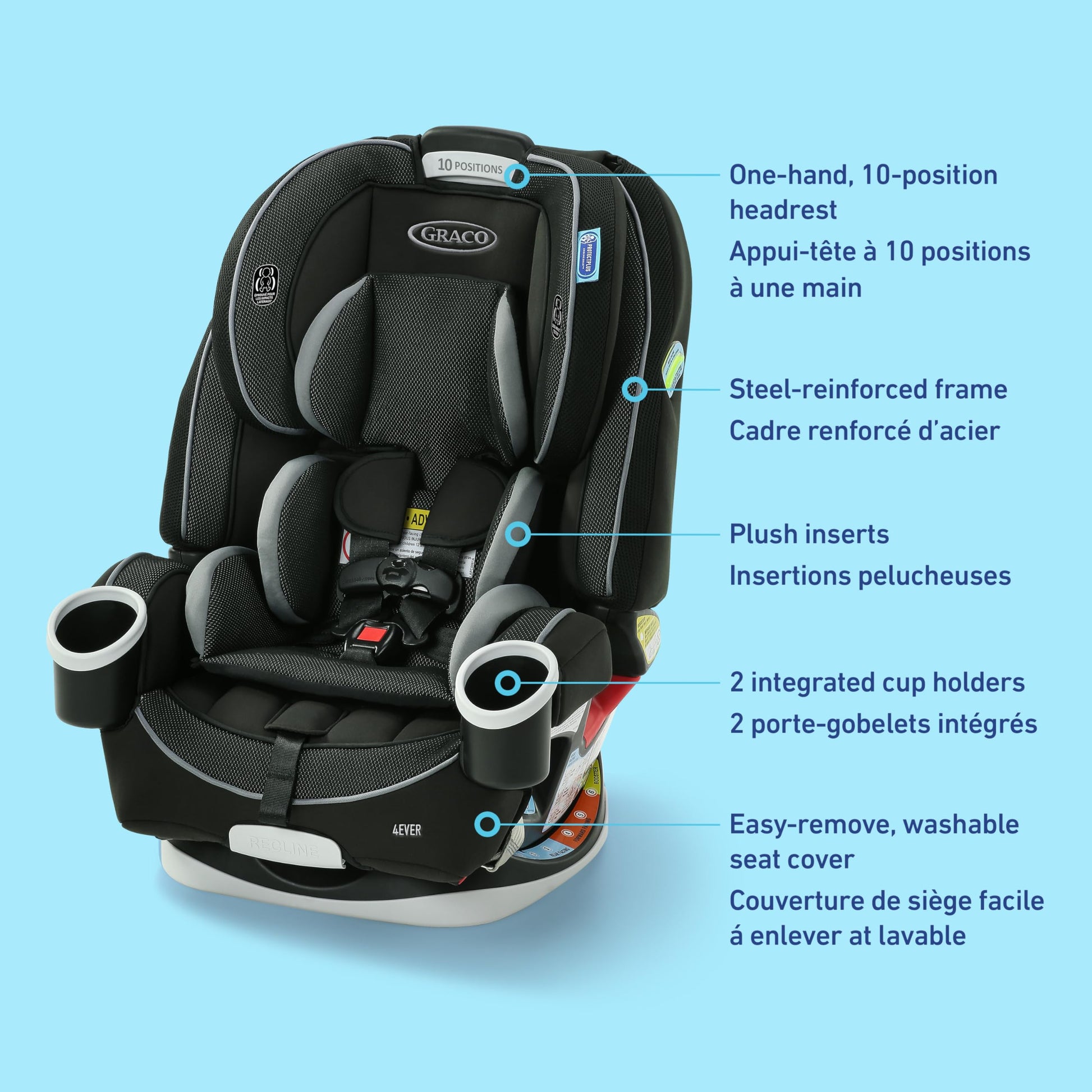 Graco 4Ever All-in-One Convertible Car Seat, 4-in-1 Baby to Big Kid Car Seat from 1.8-54 kg (4-120 lb), ProtectPlus Engineered, Raegen