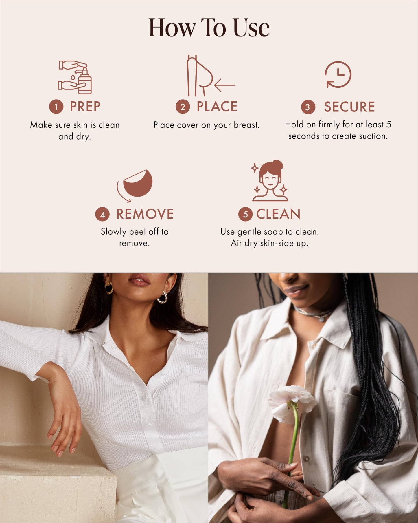 Bare Babe Reusable Silicone Nipple Covers - Waterproof, Nude, 4 Shades - Sticky Breast Stickers for Strapless Dress, Crème, Small (Fits AA-B)