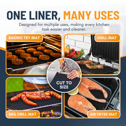 Oven Liners for Bottom of Oven - 2 Pack Large Heavy Duty Mats, 17”x25” Non-Stick Reusable Liner for Electric, Gas, Toasters, Grills - BPA & PFOA Free Kitchen Accessory to Keep It Clean (Black) - Available at All In One Marketplace Canada