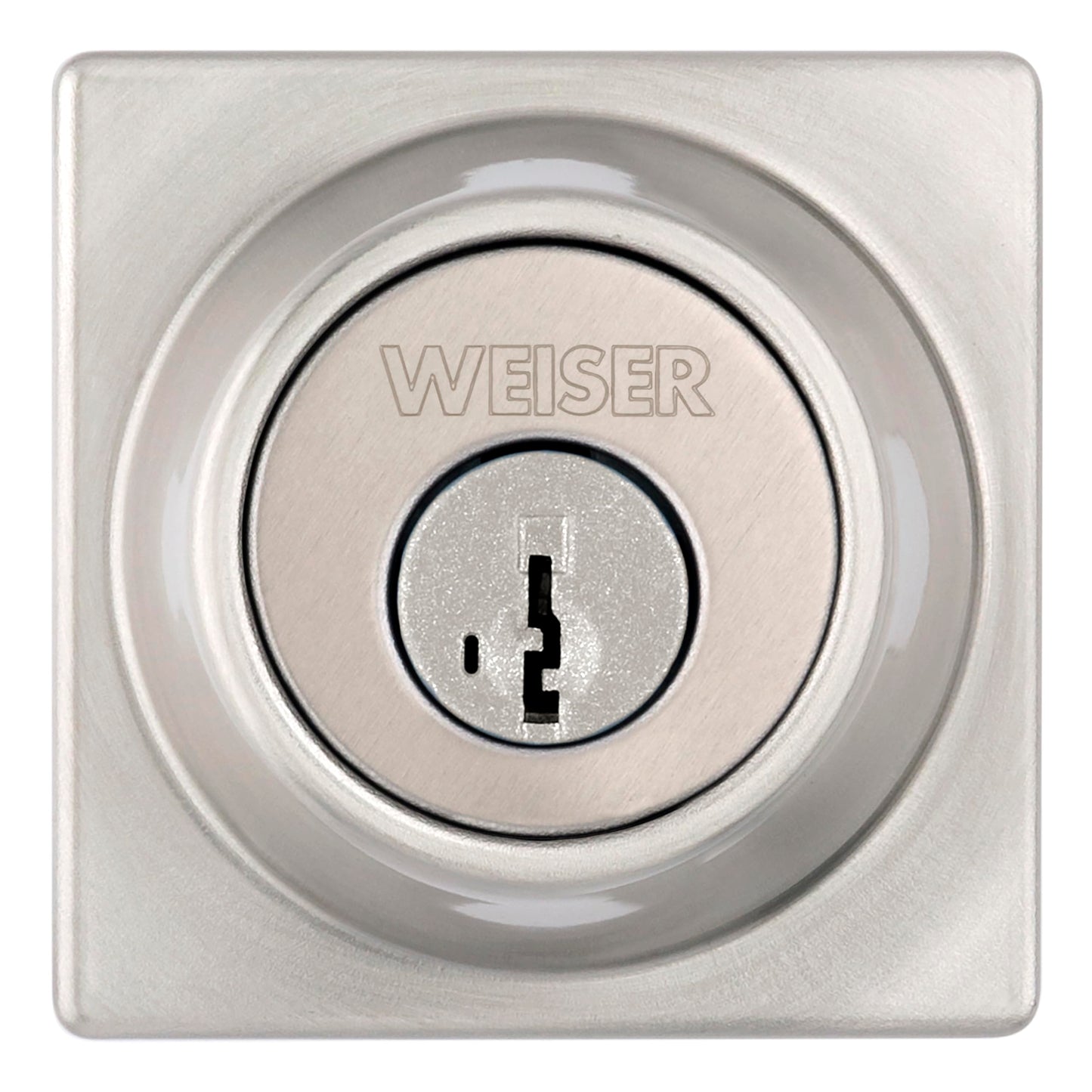 Weiser Elements Satin Nickel Square Deadbolt Lock, ANSI/BHMA Grade 3 Certified Front Door Lock, Kick Proof, Bump Proof & Anti-theft Exterior Door Lock with Key, Traditional Door Locks for Entry Door Weiser