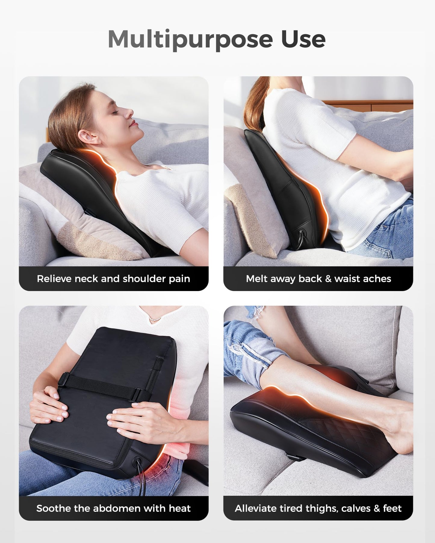 Boriwat Back Massager Neck Massager with Heat, Shiatsu Massage Pillow for Pain Relief, Massagers for Neck and Back, Shoulder, Leg, Gifts for Men Women Mom Dad, Stress Relax at Home Office and Car - Available at All In One Marketplace Canada