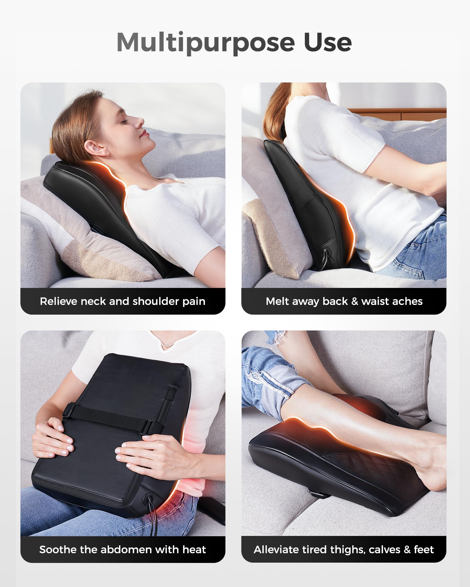 Boriwat Back Massager Neck Massager with Heat, Shiatsu Massage Pillow for Pain Relief, Massagers for Neck and Back, Shoulder, Leg, Gifts for Men Women Mom Dad, Stress Relax at Home Office and Car - Available at All In One Marketplace Canada