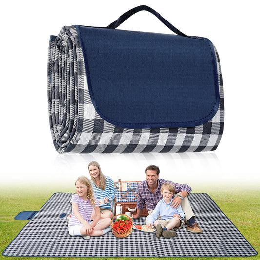 Extra Large Outdoor Picnic Blanket, 79"x79" Waterproof Picnic Mat, Sandproof Beach Blanket Portable Camping Blanket Lightweight for Park Beach Camping Courtyard (Dark Blue)