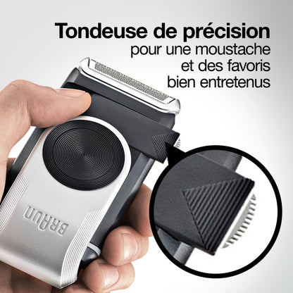 Braun M90 Mobile Shaver for Precision Trimming, Great for Travel, Black/Silver - Available at All In One Marketplace Canada