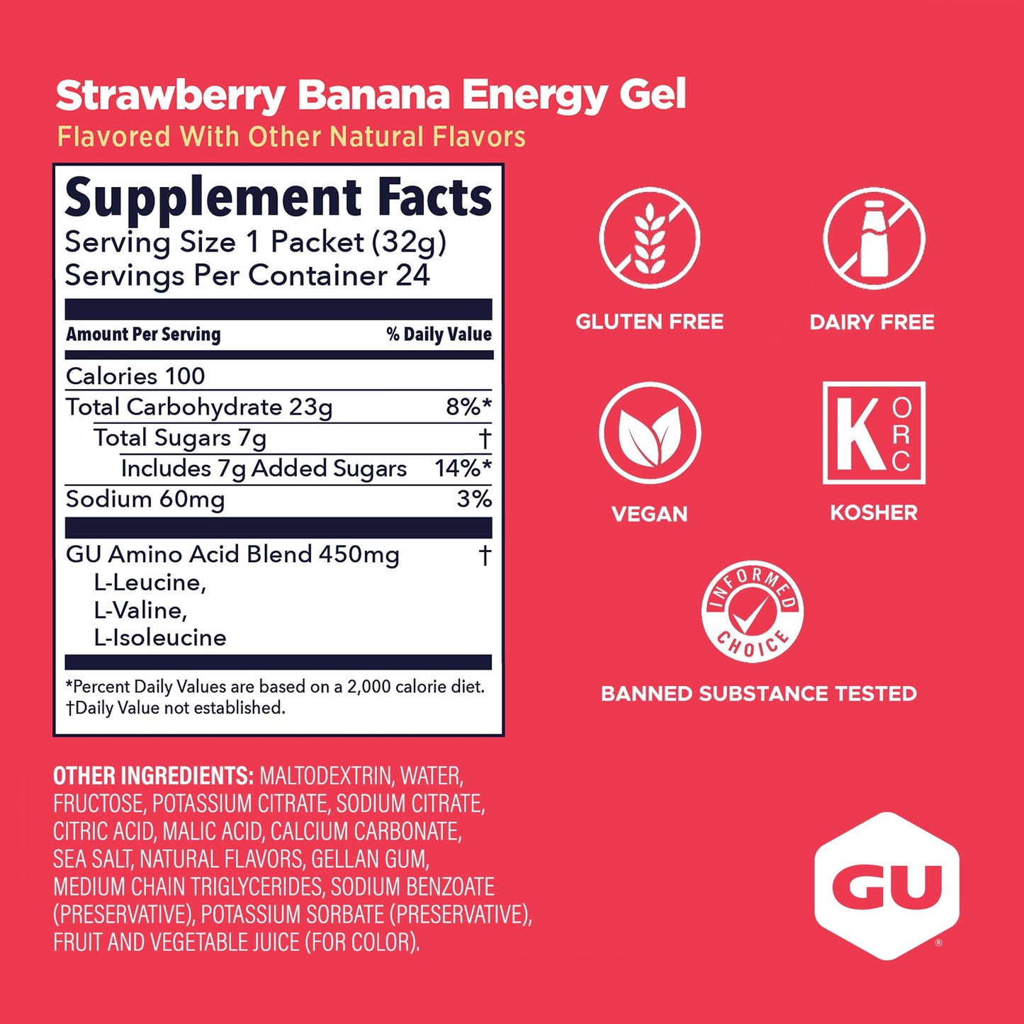 GU ENERGY Original Sports Nutrition Energy Gel, Strawberry Banana, 24-Count 🍁 All In One Marketplace Canada