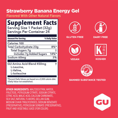 GU ENERGY Original Sports Nutrition Energy Gel, Strawberry Banana, 24-Count 🍁 All In One Marketplace Canada