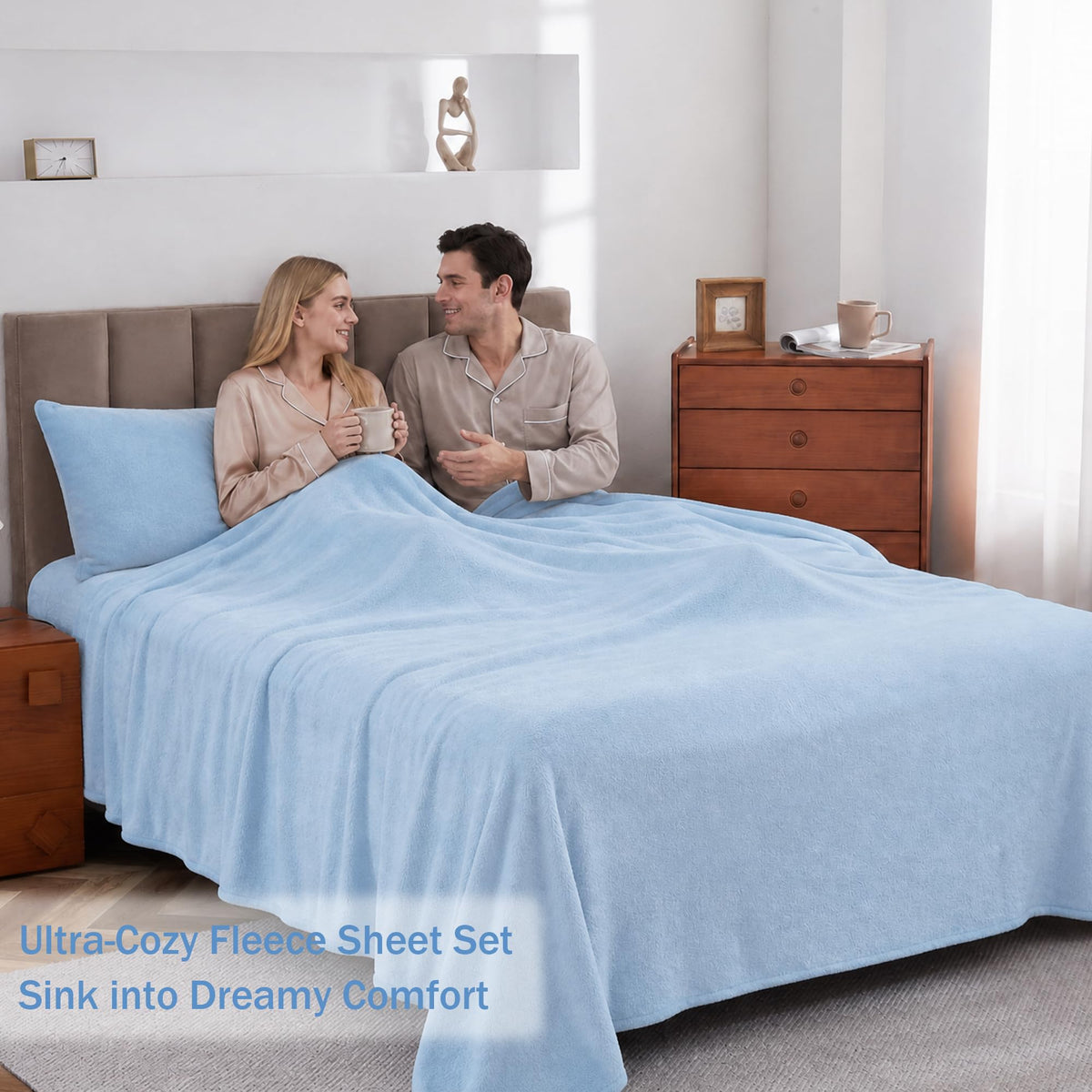 Softan Fleece Sheets, Soft as Flannel, Queen, Light Blue 🍁 All In One Marketplace Canada