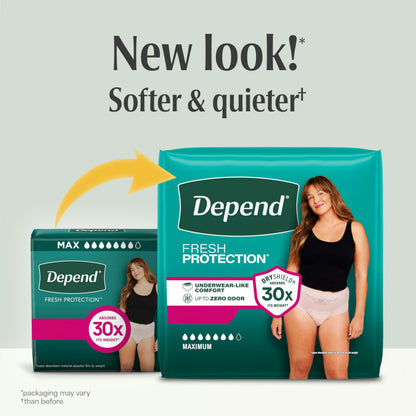 Depend FIT-FLEX Adult Incontinence Underwear for Women, Maximum Absorbency, S, Blush, 32 Count