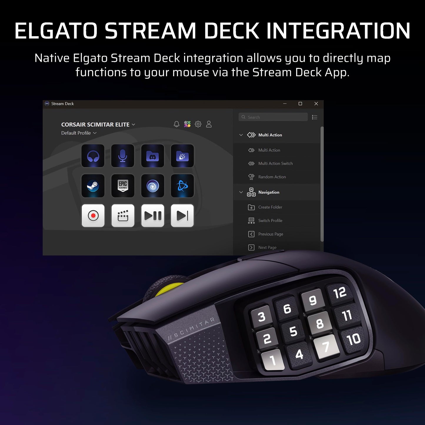 CORSAIR Scimitar Elite Wireless SE MMO PC Gaming Mouse – 33,000 DPI, 16 Programmable Buttons, Key Slider, Elgato Virtual Stream Deck, 1,000Hz Polling, Up to 150-Hour Battery – Gunmetal 🍁 All In One Marketplace Canada