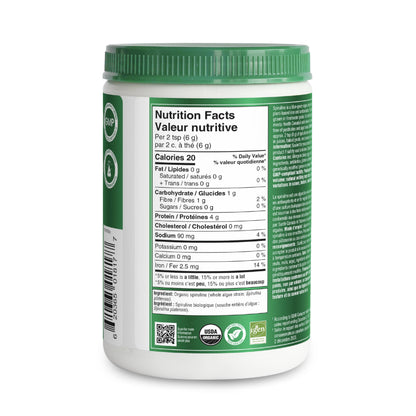 Organika Canadian-Made Certified Organic Spirulina Powder- Superfood, 3rd Party Tested, Pristine Sourcing, Vegan- 300g - Available at All In One Marketplace Canada