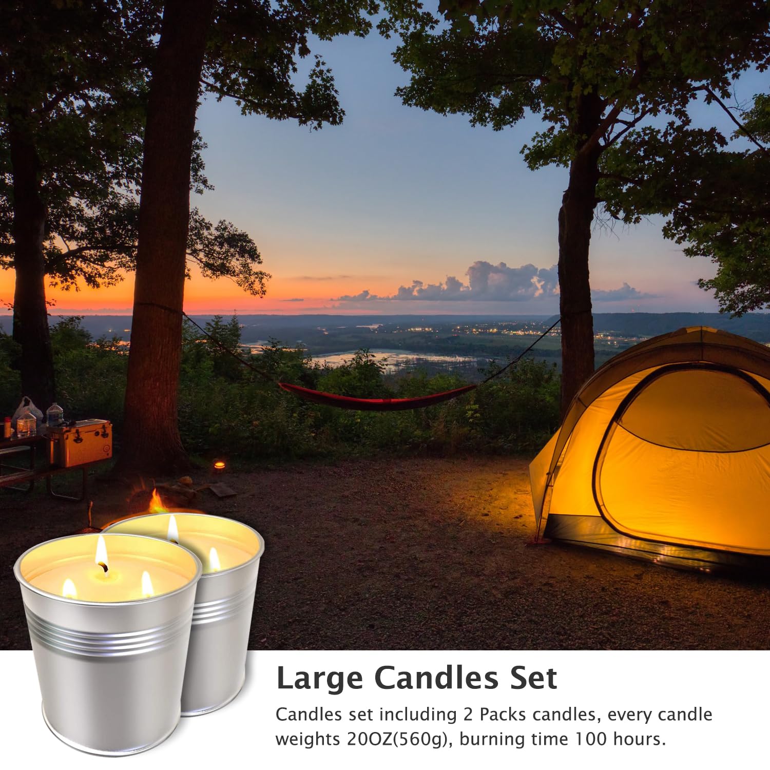Topsics 40 OZ Citronella Candles Outdoor Indoor 2 x 20 oz, Large Citronella Candles Outdoor for Patio/Home/Garden, 3 Wicks Citronella Candles 100% Natural Soy Wax Candles(2 Pack) - Available at All In One Marketplace Canada