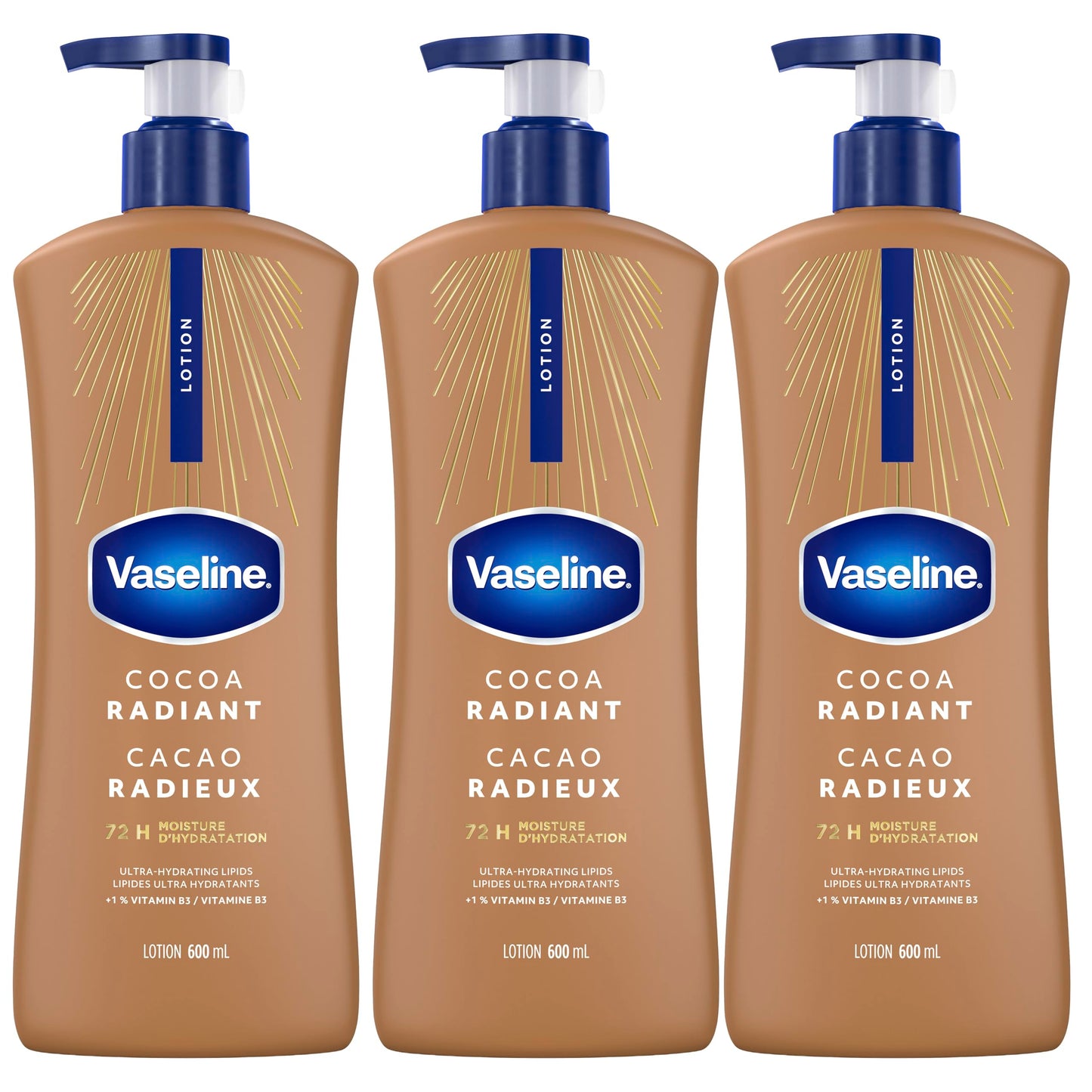 Vaseline Cocoa Radiant Lotion Ultra-Hydrating 72H Moisture, 600mL, 3-Pack 🍁 All In One Marketplace Canada