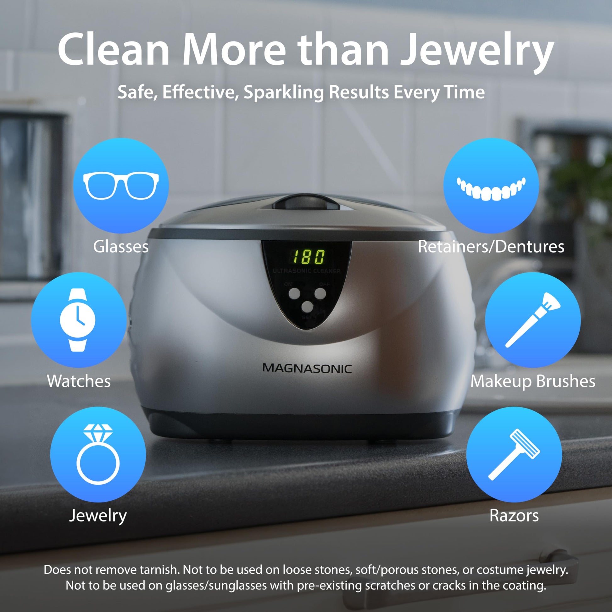 Magnasonic Ultrasonic Cleaner - 20oz Stainless Steel Tank, Digital Timer, 5 Cleaning Modes, Ultrasonic Jewelry Cleaner for All Jewelry, Eyeglasses, Watches, Dentures, Retainers & More 🍁 All In One Marketplace Canada Magnasonic