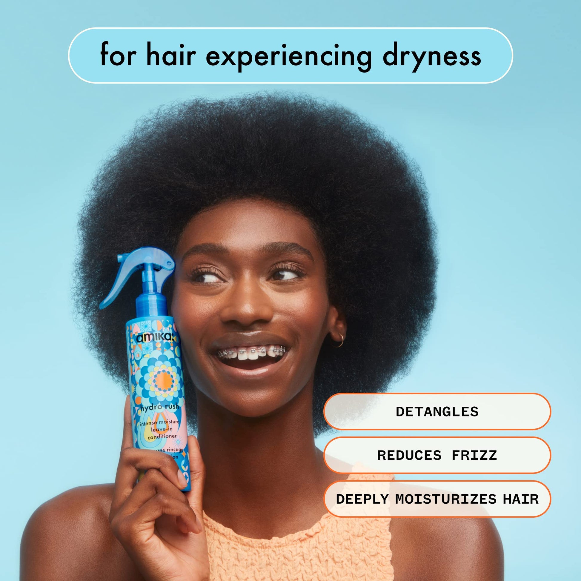 Hydro Rush Intense Moisture Leave-In Conditioner with Hyaluronic Acid | amika Amika