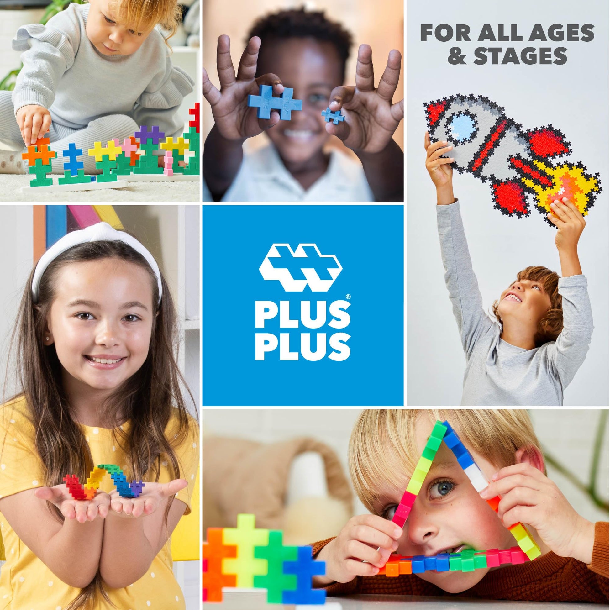 PLUS PLUS - 600 Pcs 12 x 20 mm Basic Colors Set Building Blocks PLUS PLUS