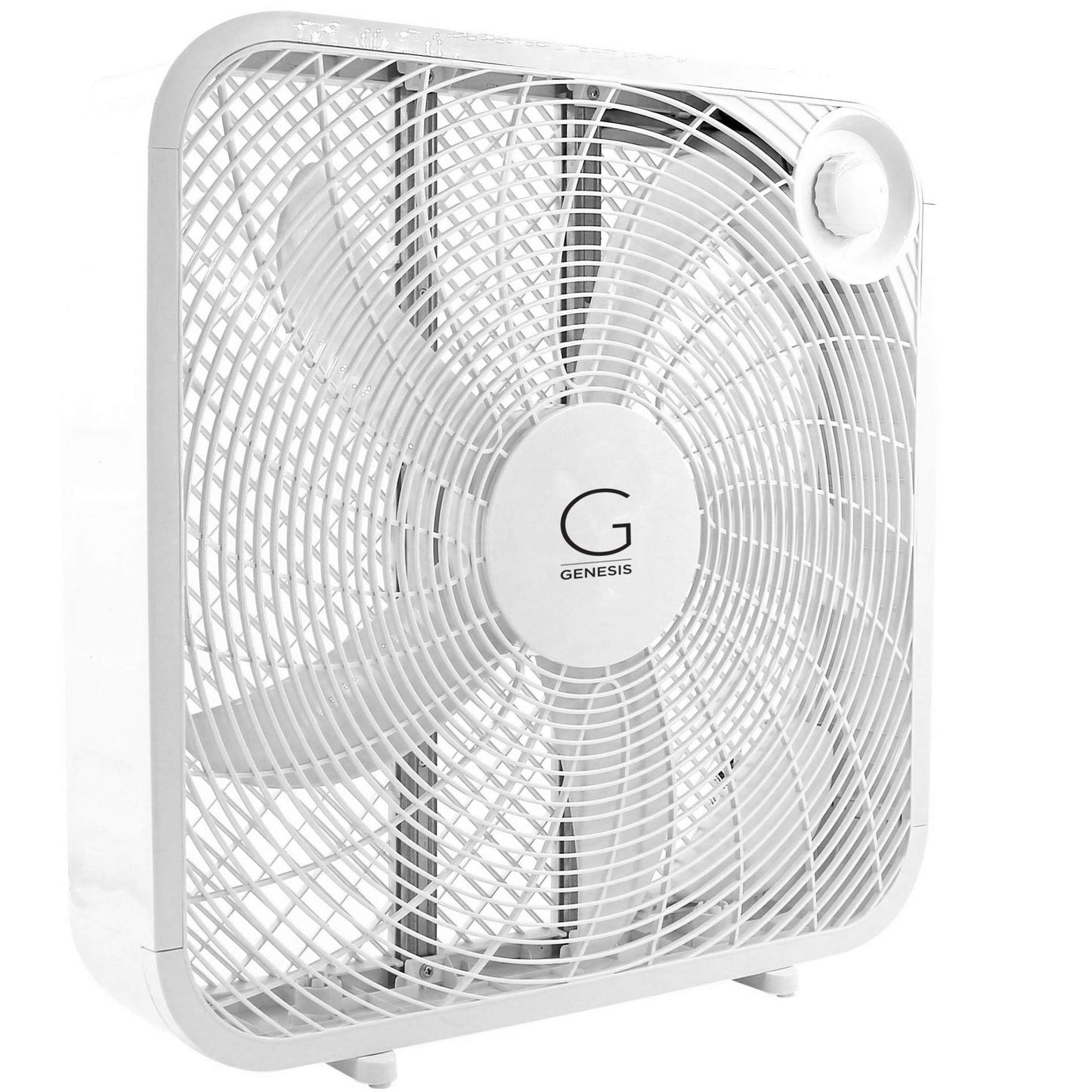 Genesis 20" Box Fan, 3 Settings, Max Cooling Technology, Carry Handle, White (G20BOX-WHT) Genesis