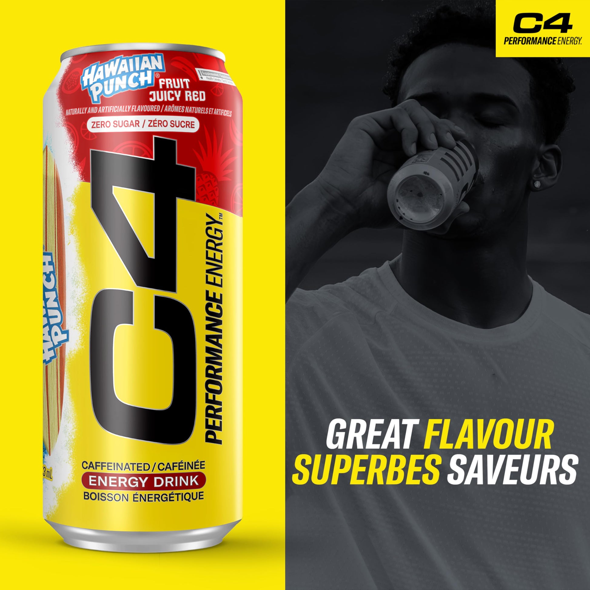 Cellucor C4 Performance Energy Drink, Hawaiian Punch Juicy Red, Carbonated Sugar Free Drink with no Artificial Colours or Dyes, 473mL, 12 count