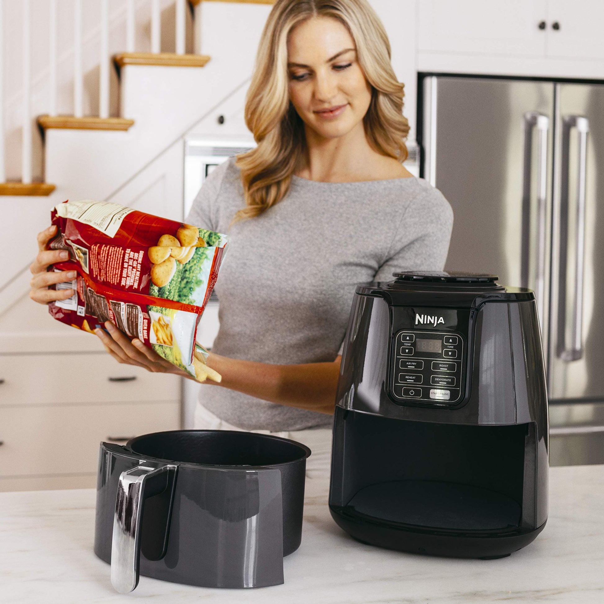 Ninja AF100C Air Fryer, 4-Qt Capacity, Non-Stick, Air Fry, Roast, Reheat, Dehydrate, Charcoal Grey (Canadian Version) - Perfect for Nutritional Cooking with Air Fryer Accessories - Available at All In One Marketplace Canada
